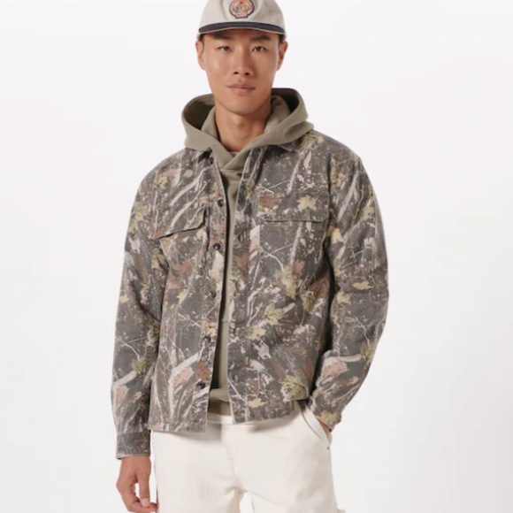 Abercrombie u0026 Fitch | Jackets u0026 Coats | Abercrombie Fitch Mens Size M  Relaxed Camo Shirt Jacket Shacket Brown New | Poshmark